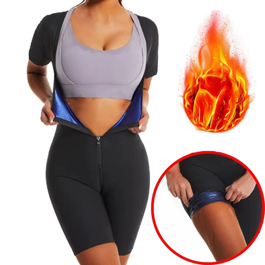 Women High Compression Bodysuit Shapewear Fitness Girdles Sauna Sweat Suits Belly Slimming Sheath Weight Loss Body Shaper